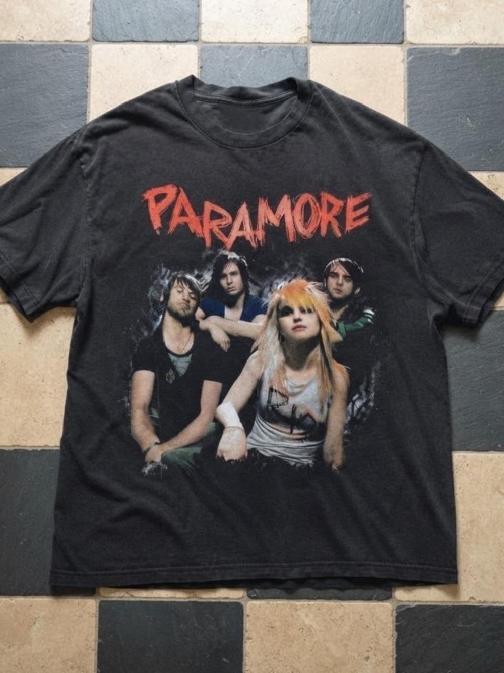 Gildan Black Paramore Graphic Tee with Red Logo